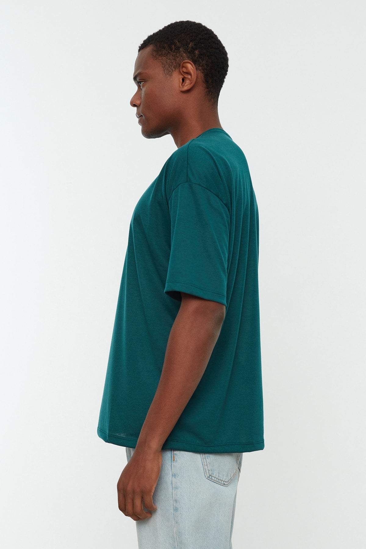 Emerald Green Men'S Basic Crew Neck Oversize Short Sleeve T-Shirt Tmnss22Ts0300
