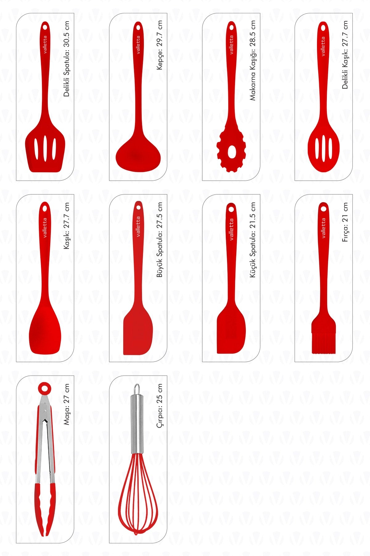 Salvatore Heat Resistant Fireproof Non-Stick Silicone Spatula Set 10 Pieces Red