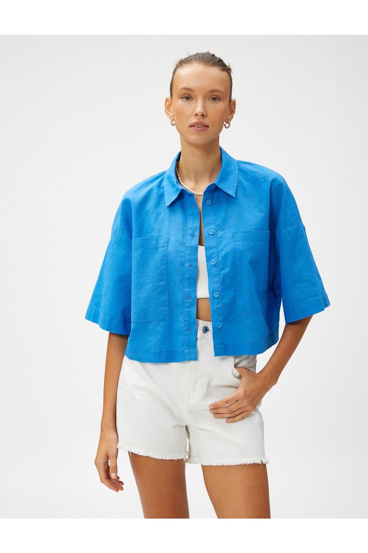 Linen Blend Crop Oversize Shirt - Swordslife