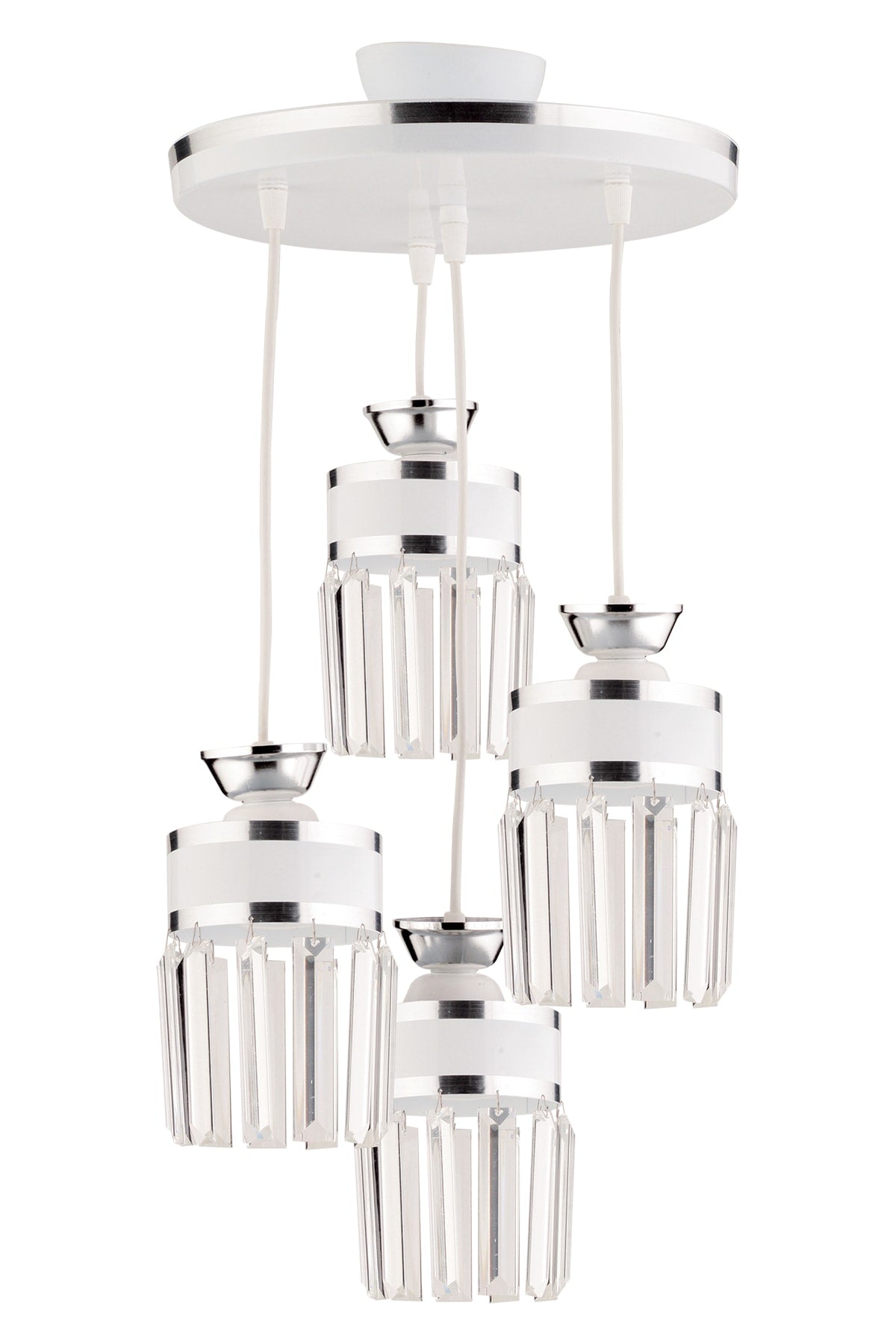 September 4 Piece White Chrome Gilded Pendant Lamp Crystal Stone Tray Modern Luxury Chandelier