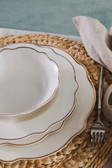 Pablo 59 Pieces New Bone Dinnerware Set for 12 People Gold