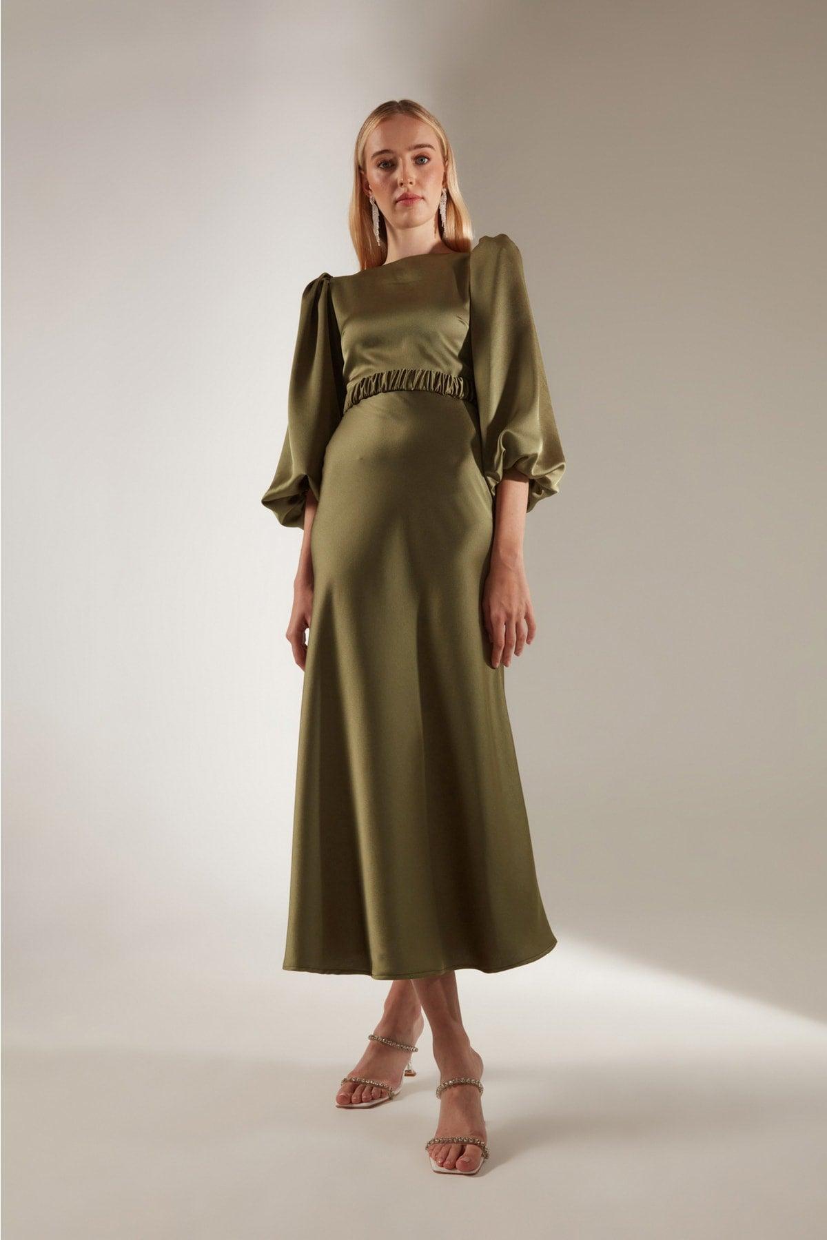 Heleny Special Design Khaki Engagement Dress - Swordslife