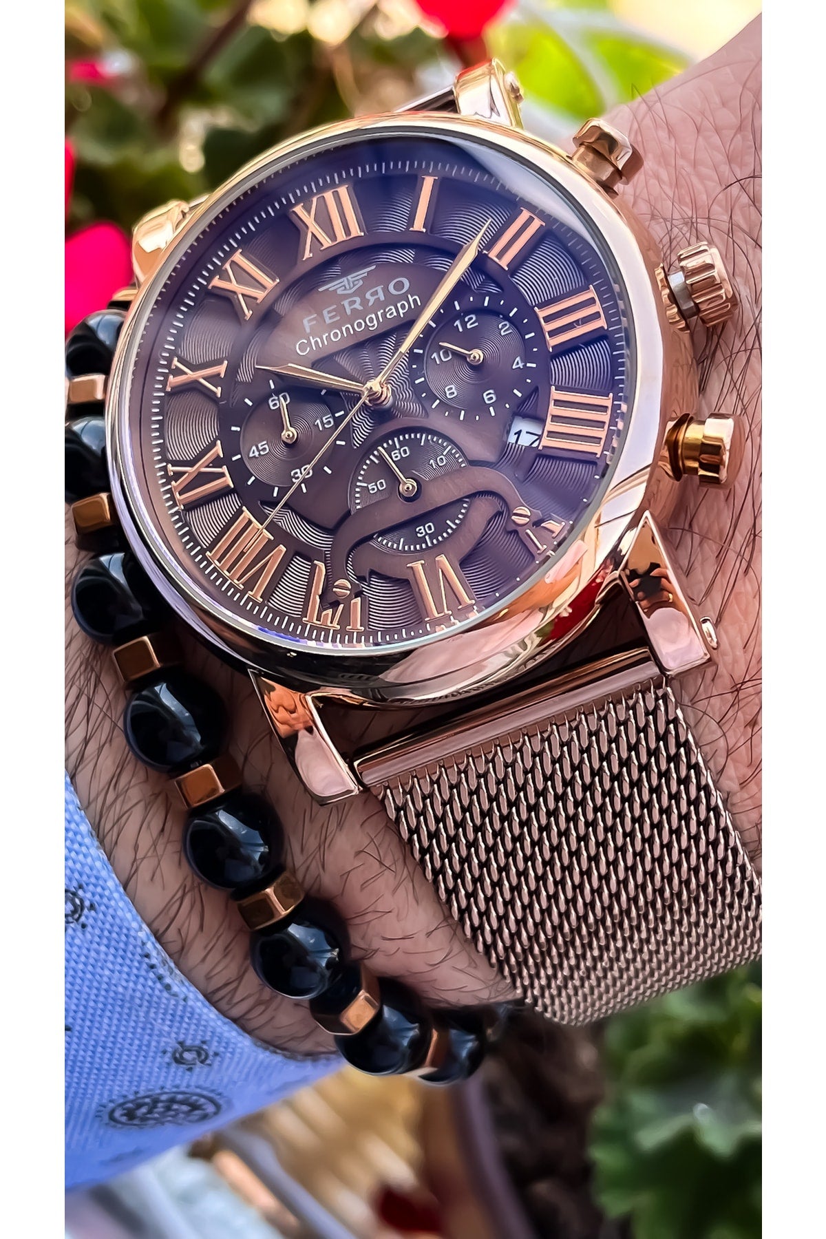 Chronograph Functions Active Brown Men's Wristwatch Bracelet