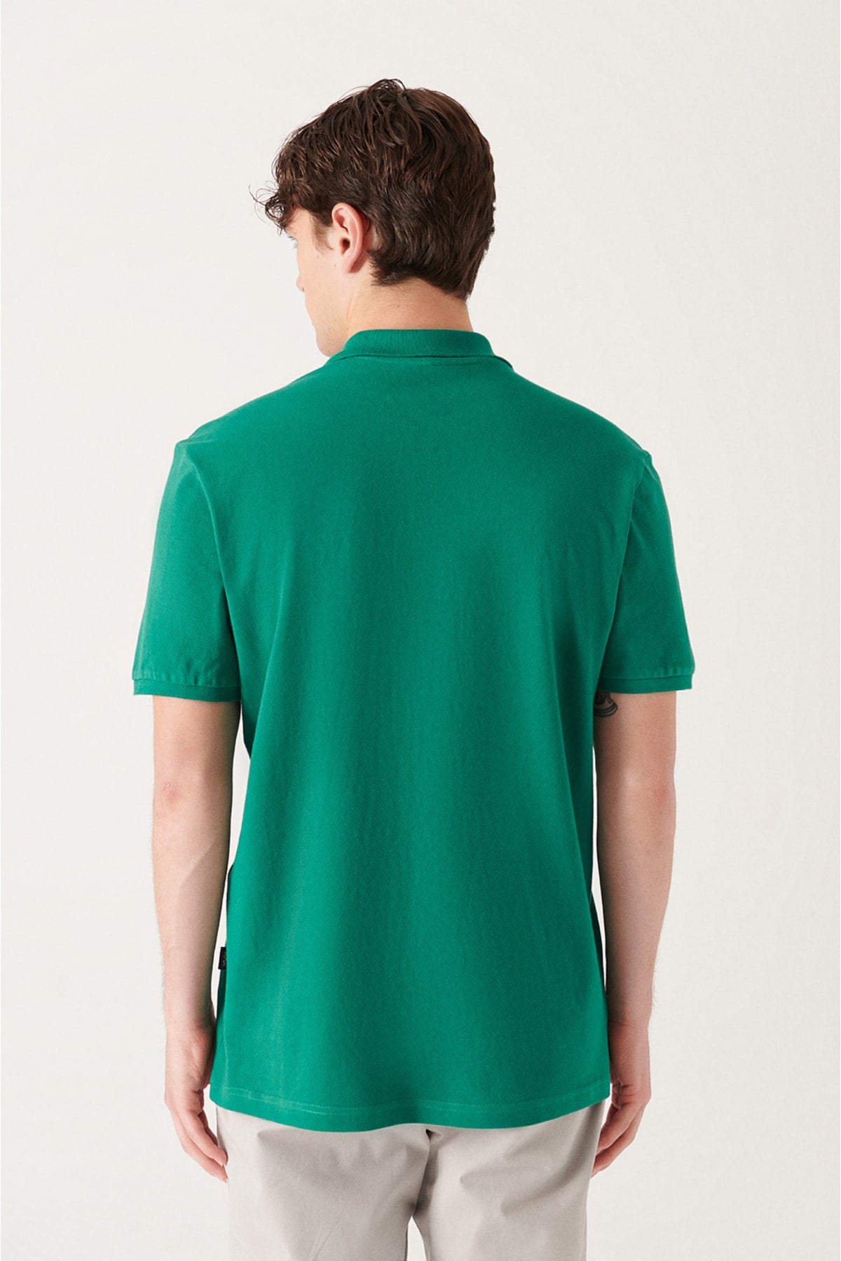 Men's Green 100% Cotton Breathable Standard Fit Normal Cut Polo Neck T-shirt E001004