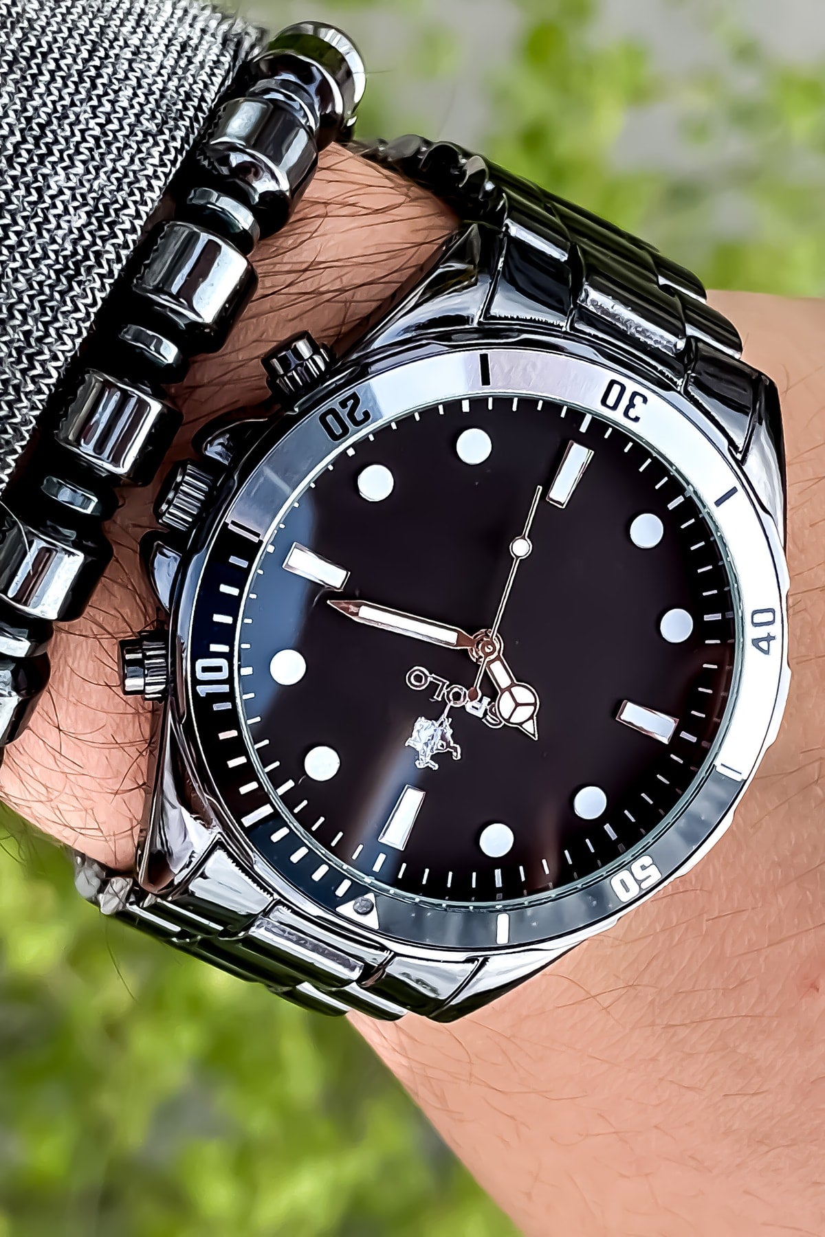 New Season Black Color Metal Band Men'S Wristwatch Bracelet With Gift
