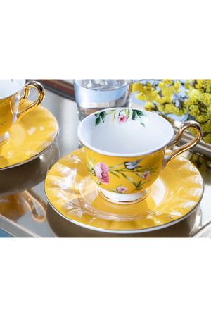 Vanilla New Bone China Set Of 2 Coffee Cups 90 Ml Yellow