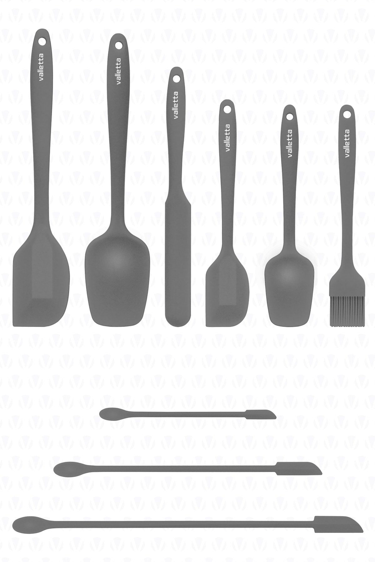 Drongo Jar Scraper Silicone Spatula Set 9 Pcs. Gray