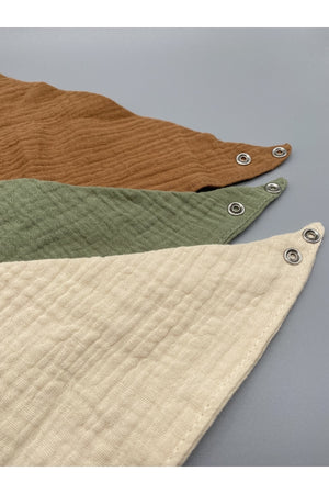 3-Pack Of 100% Organic Cotton 4-Layer Muslin Apron, Scarf, Collar