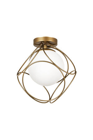 Suna Single Antique-White Glass Ceiling Mount Chandelier