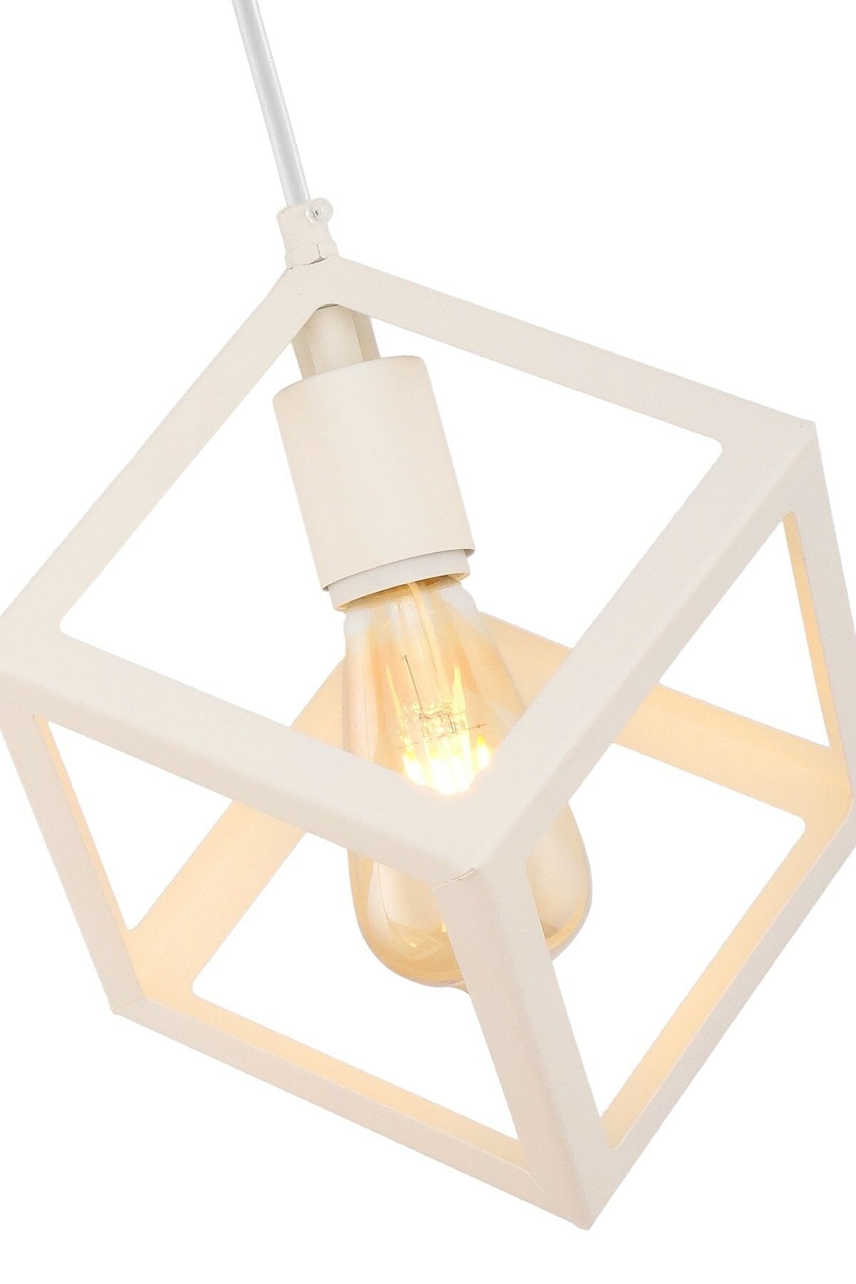 Cube Single White Chandelier