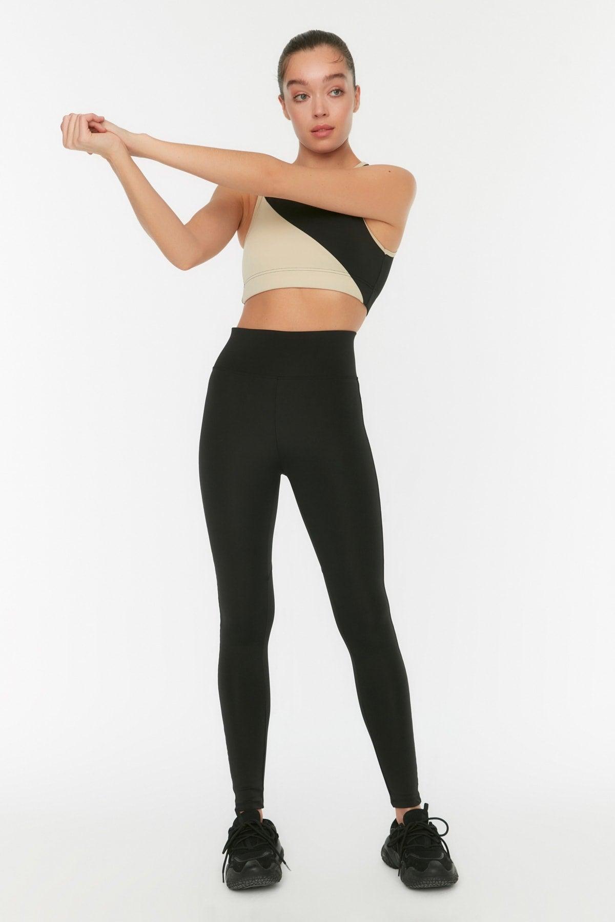 Black Full Length Sport Leggings with Push-Up Feature TWOAW21TA0030 - Swordslife