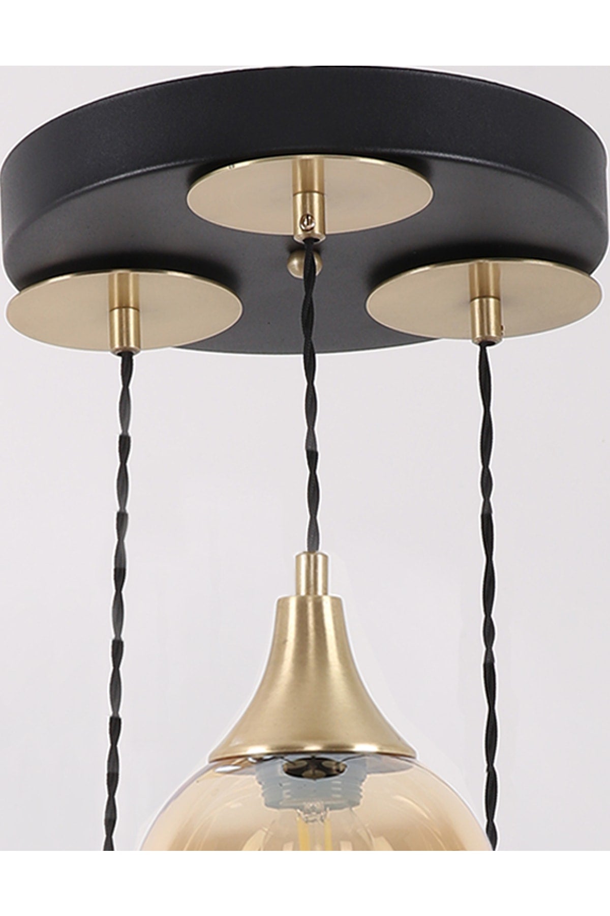 Marlo 3-Piece Black Antique Honey Glass Pendant Lamp Chandelier