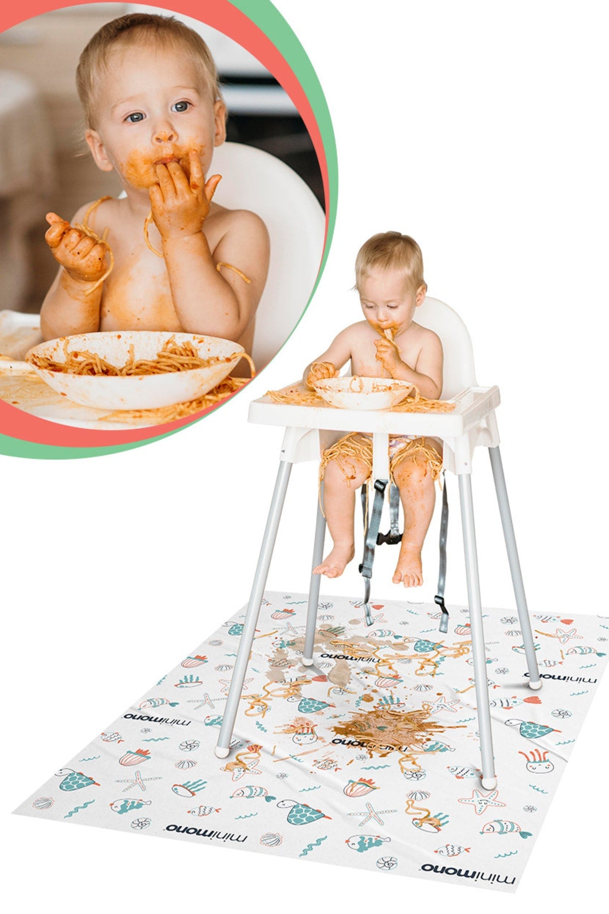 Highchair Bottom And Activity Supplementary Food Cover 3-Pack 30 Pieces Disposable Sea Creatures