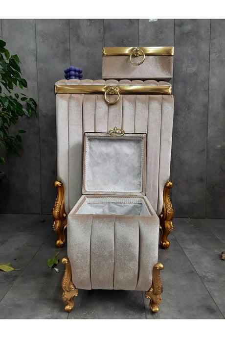 Luna Mink 3-Piece Mdf Silk Velvet Bathroom Set Dirty Laundry Basket - Towel Holder - Detergent Set - Swordslife