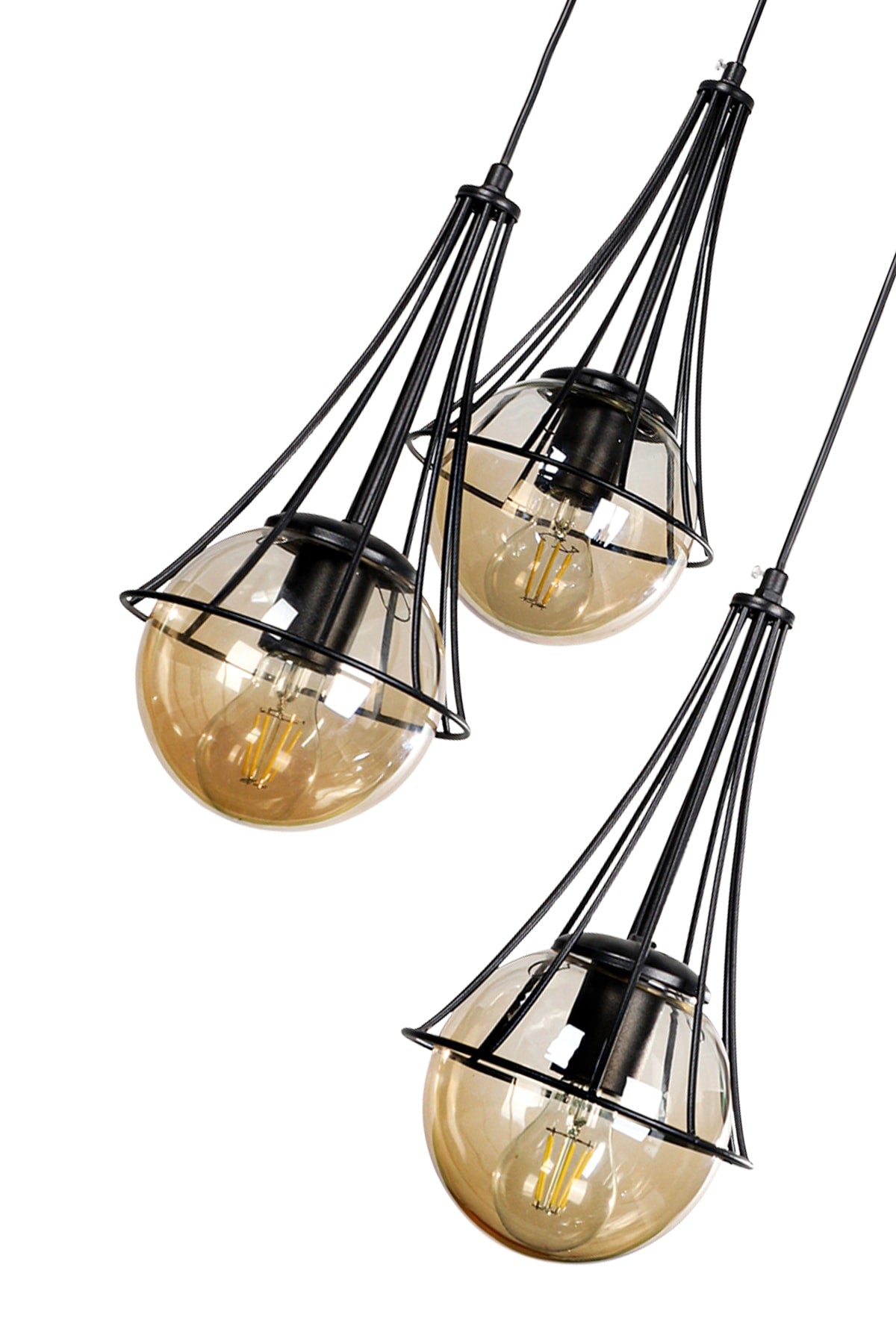 Lapis 3rd Black-Honey Globe Glass Chandelier