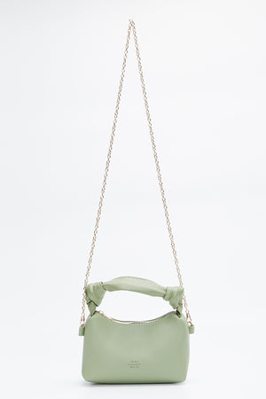 Mint Green Shk24 Soft Leather Knot Detailed Chain Strap Hand And Shoulder Bag L:14 E:22 W:8 Cm