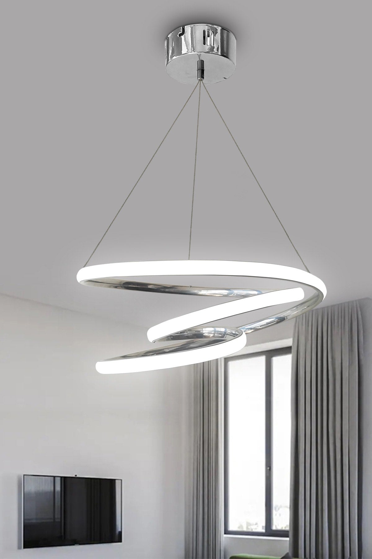 Chrome Galaxy White Light LED Chandelier