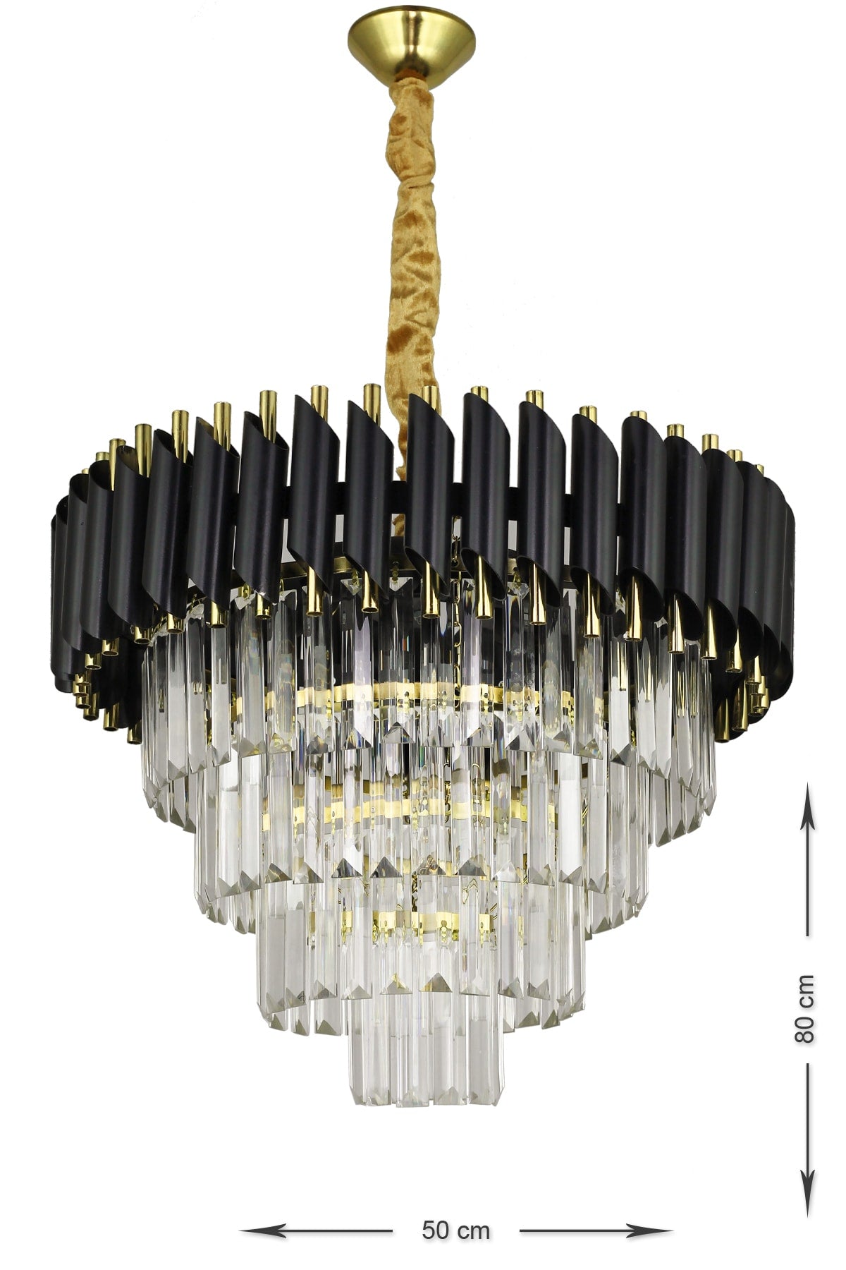 Palmira 50' Crystal Stone Luxury Chandelier - (Black-Gold)