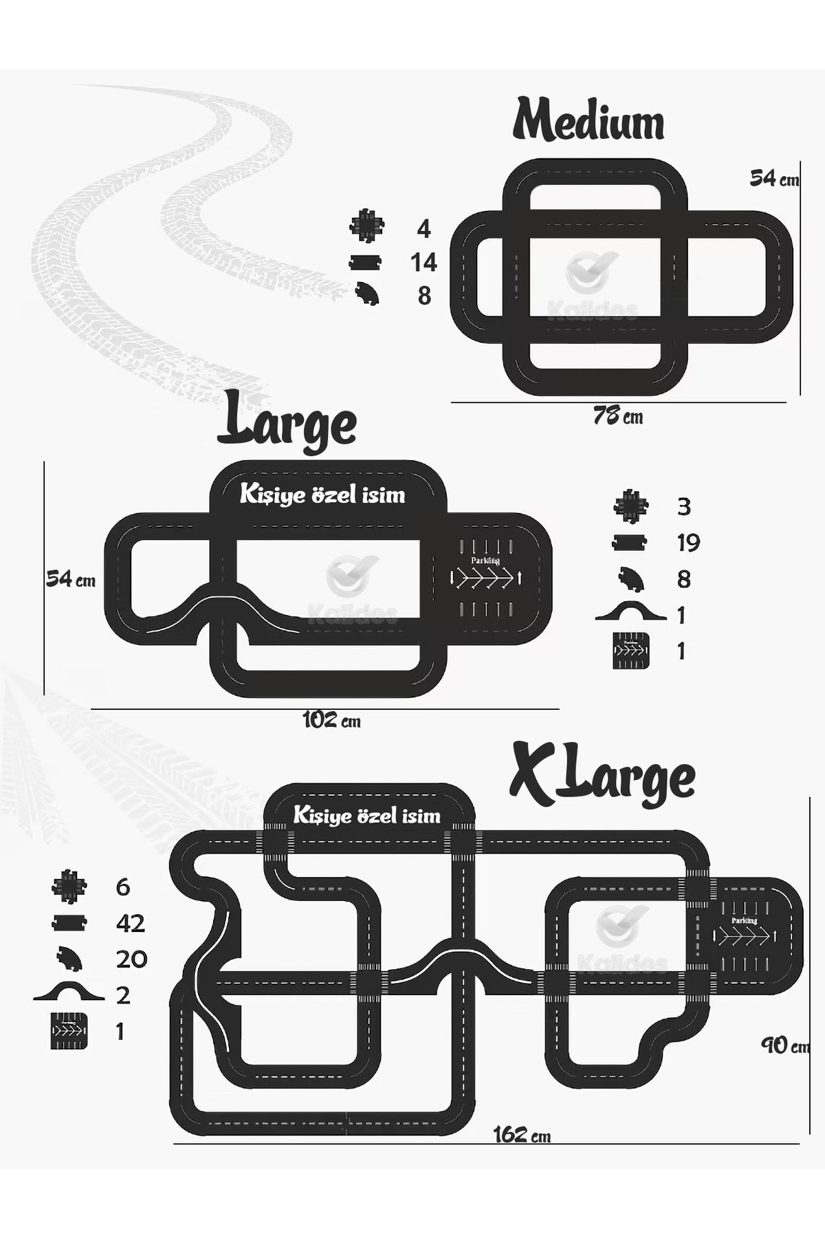 Toy Vehicle Track (medium) -Educational And Fun Road Construction Wooden Toy - Highway Puzzle