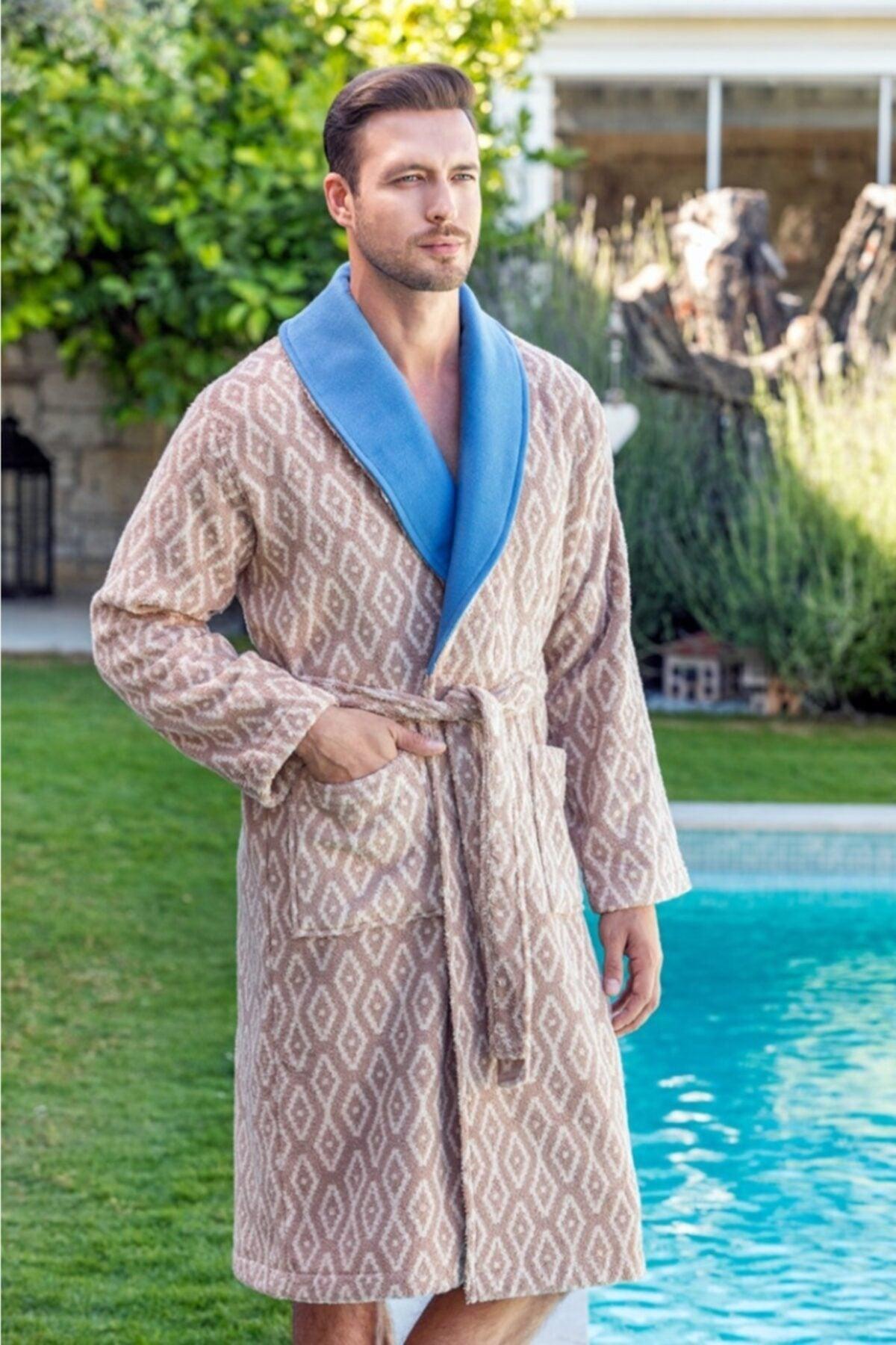 Bathrobe Set Seam Beige Blue - Swordslife