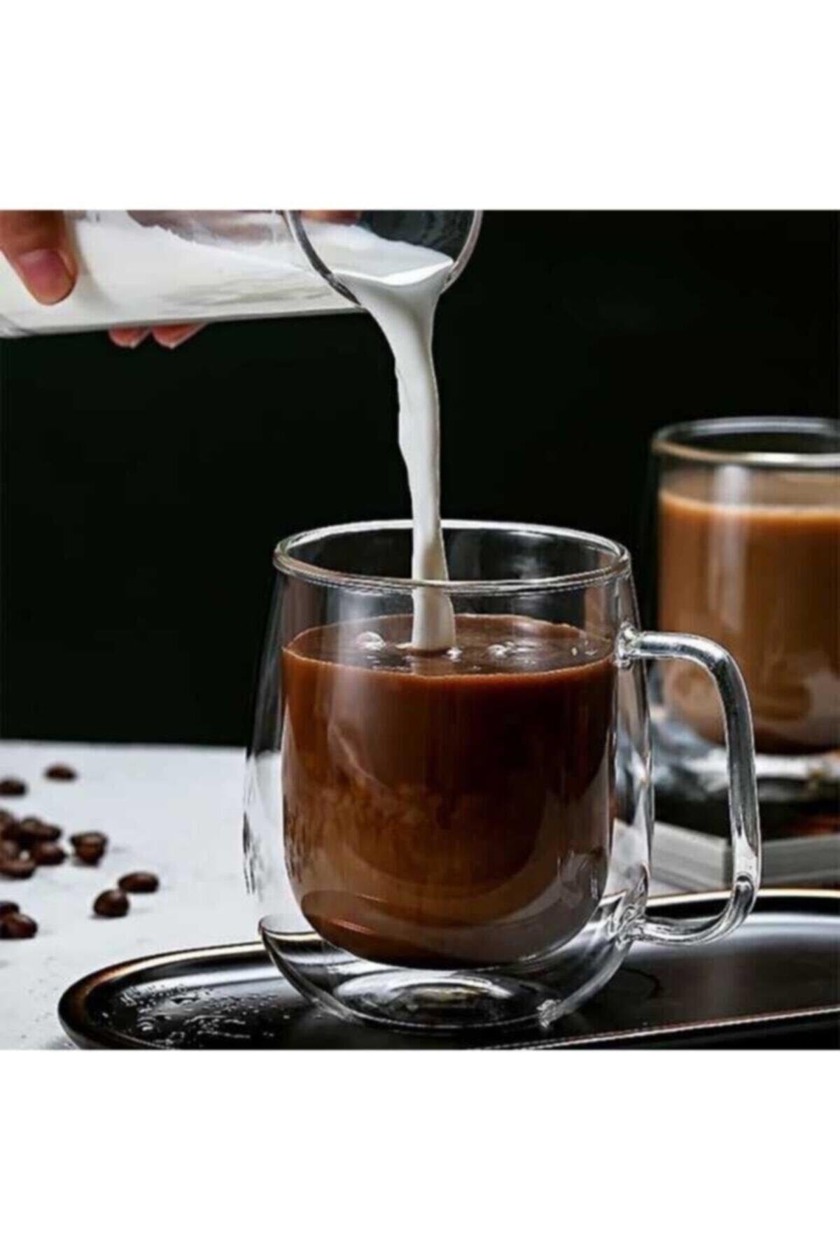 Double Glass Double Wall Glass Mug 300 Ml Home Office Cup Double Layer Heat Insulated Glass Cup With Handle