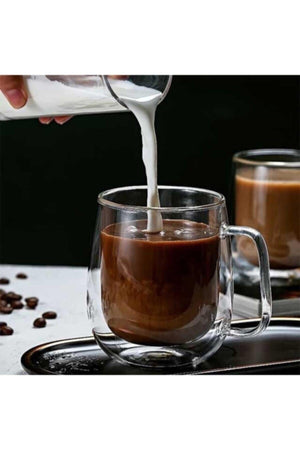 Double Glass Double Wall Glass Mug 300 Ml Home Office Cup Double Layer Heat Insulated Glass Cup With Handle