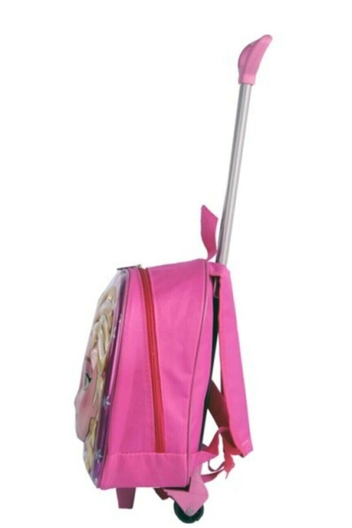 Girl'S Pink Squeegee Wheeled Nursery Kindergarten Bag