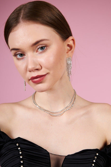 Two Row Waterway Stone Evening Necklace - Swordslife
