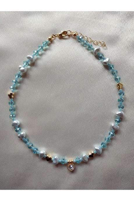 Baroque Pearl Heart Water Green Necklace with White Shimmer Tip - Swordslife