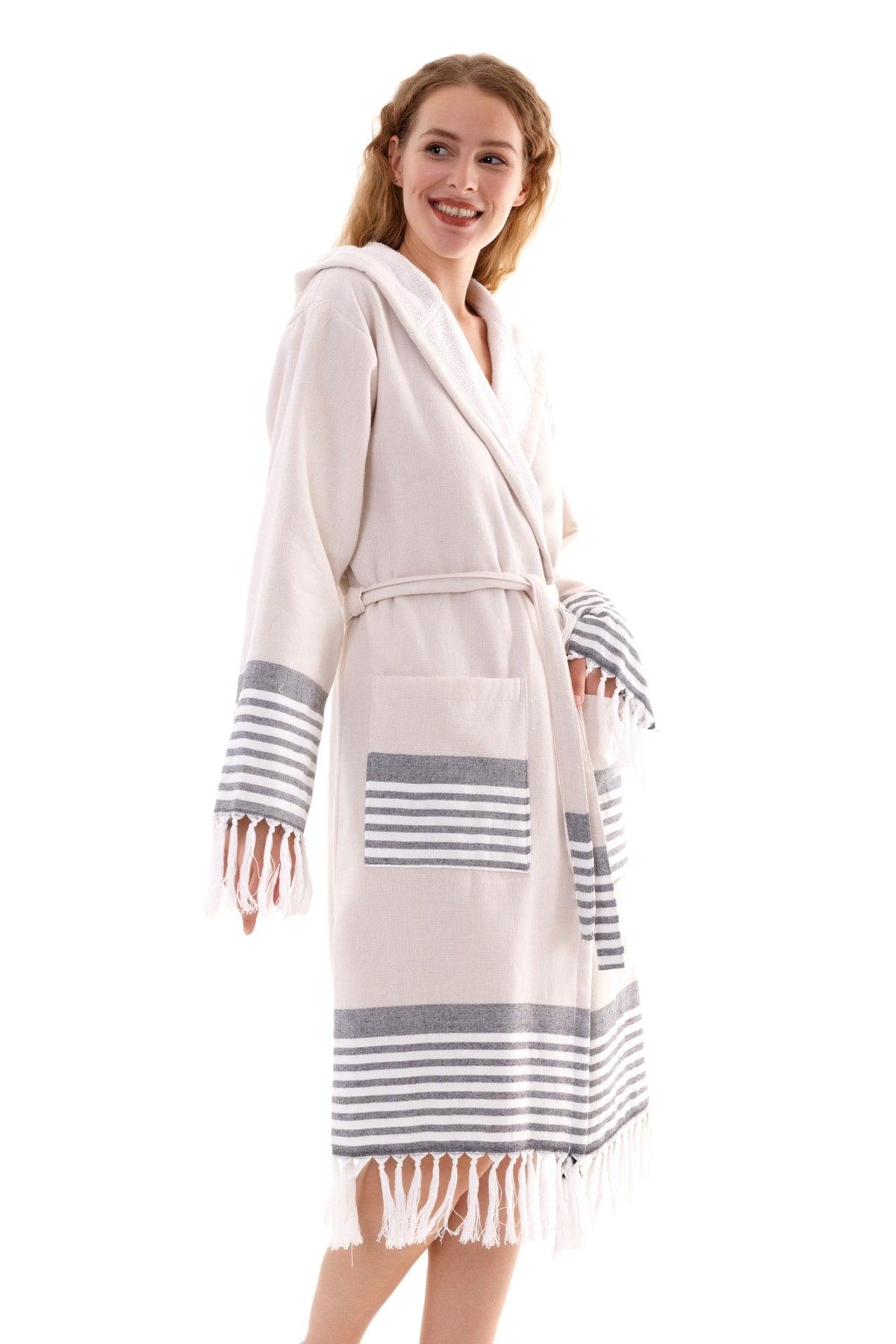 Set of 2 Large Size Bathrobes | Hooded Bathrobe &cotton Bath Towel Loincloth | Unisex (2xl-3xl-4xl) - Swordslife