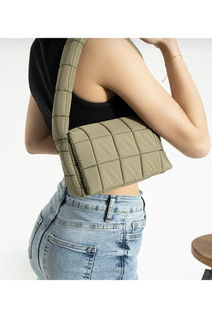 Puff Fabric Cross Shoulder Bag Baguette