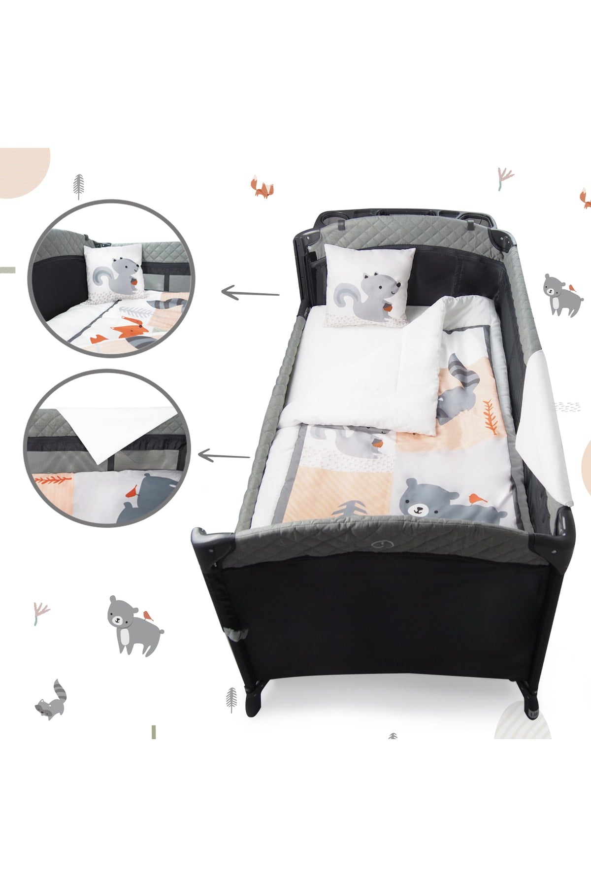 Fox & Friends Park Bed Baby Sleeping Set