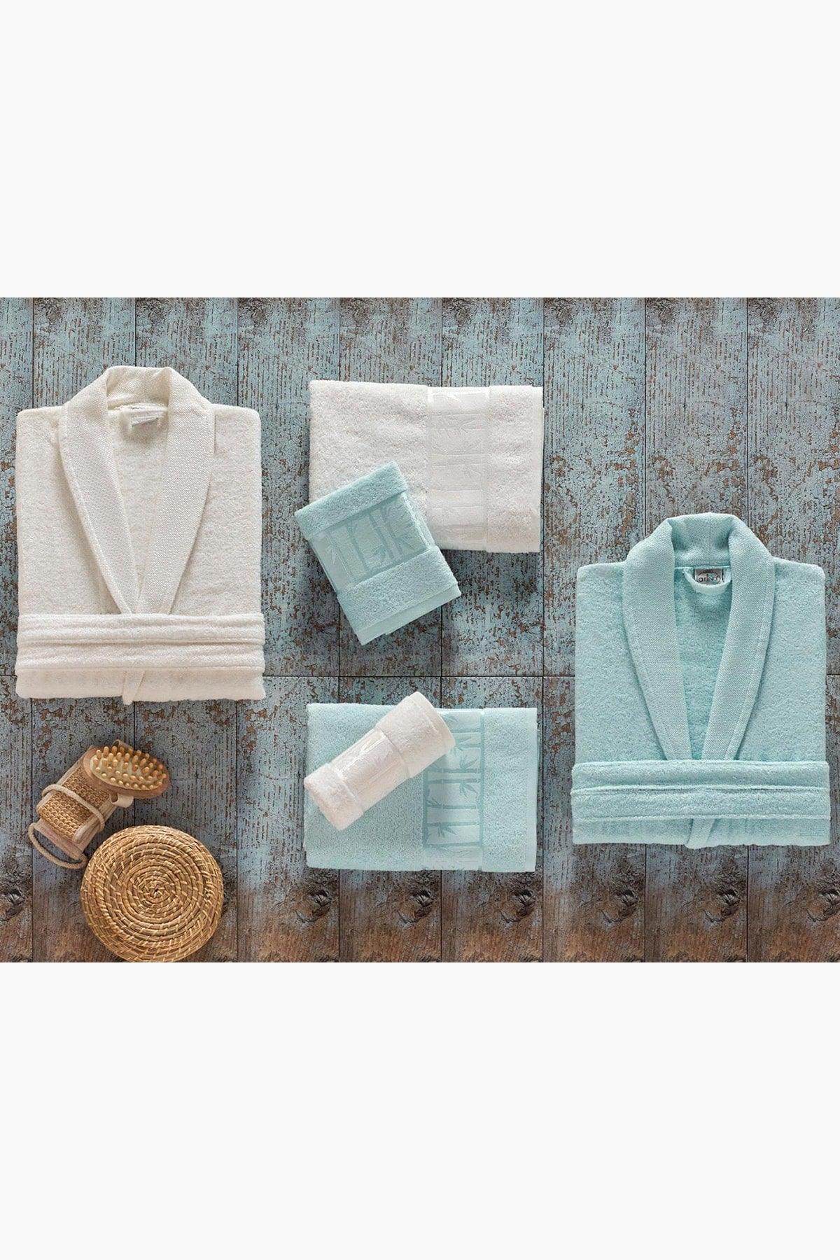 Arliva Bamboo Family Bathrobe Set Mint Cream - Swordslife