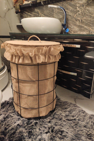 Bathroom Chest Iron Jute Fabric 60x40cm - Swordslife