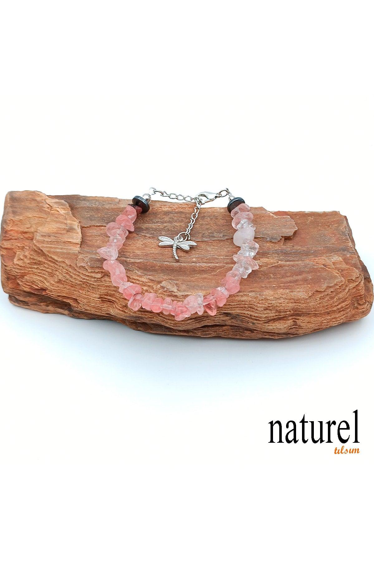 Natural Stone Rose Quartz Women's Bracelet - Broken Natural Stone - Gift Bracelet - Swordslife