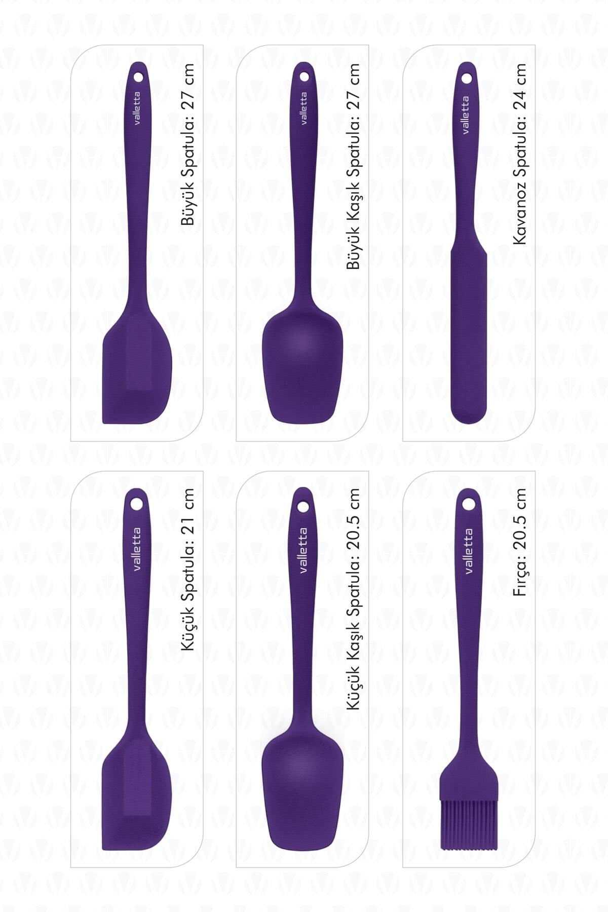 Drongo Heat Resistant Fireproof Non-Stick Silicone Spatula Set 6 Pieces Purple