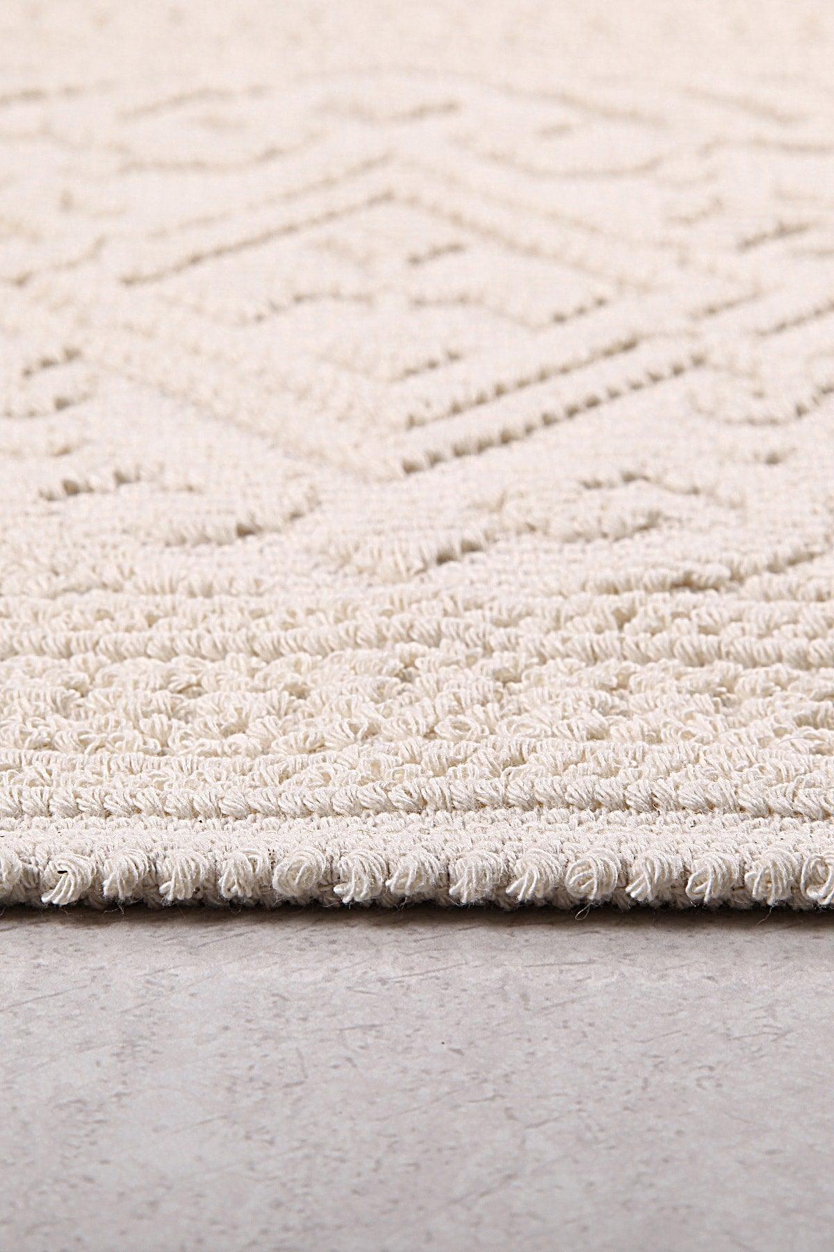 İnci Natural Cotton Rug 50x80 Cm Ecru - Swordslife