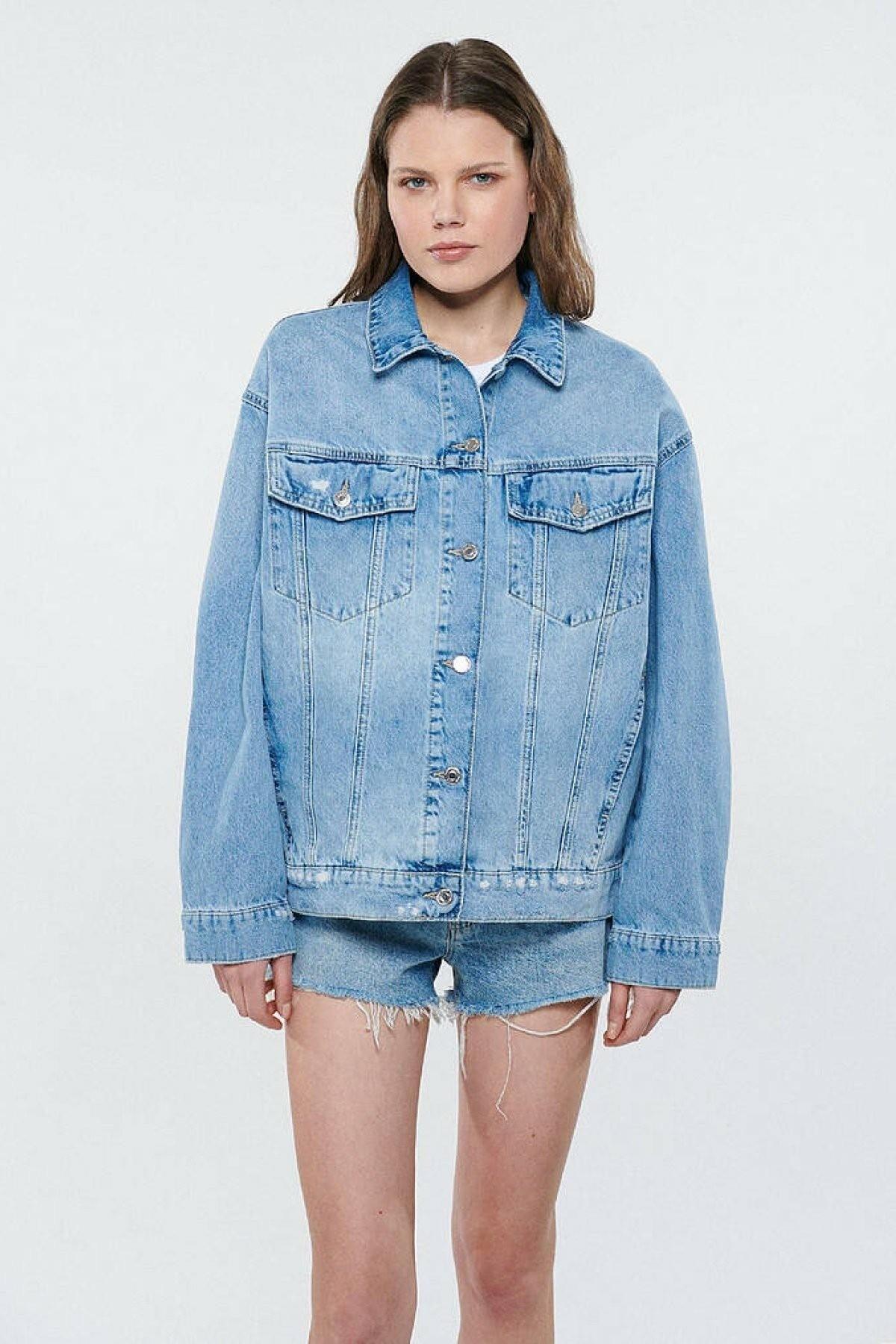 Luna Mid Denim Women's Jean Jacket 1110177-84455 - Swordslife