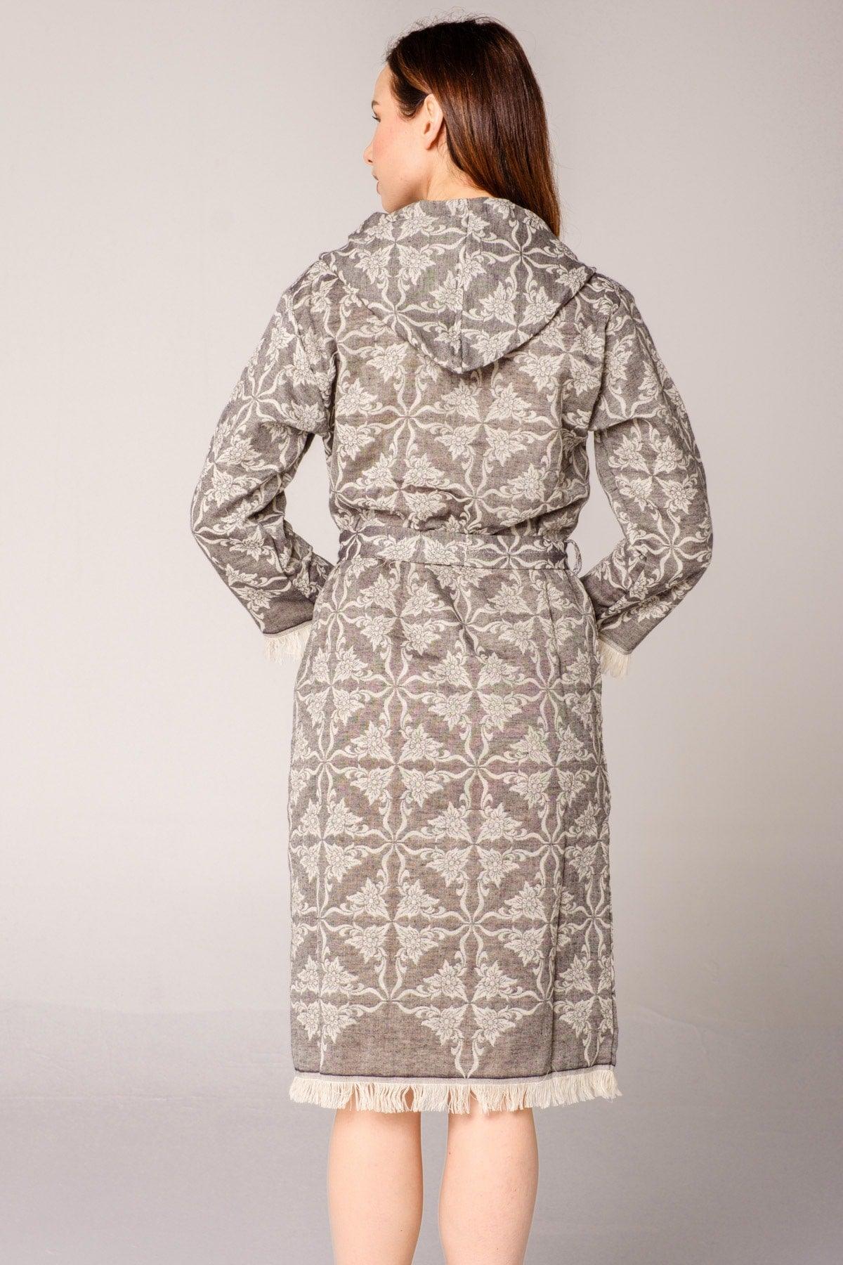 Square Mosaic Patterned Women's Peshtemal Beach Robe - Swordslife