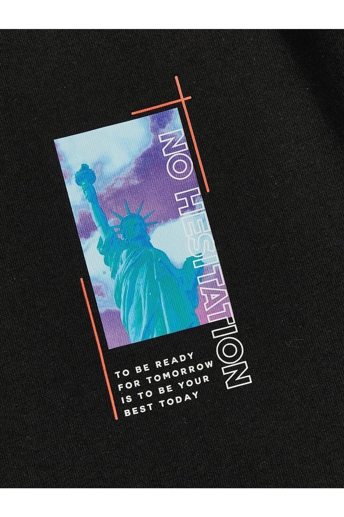 Men'S Black Oversize Dawn Printed T-Shirt