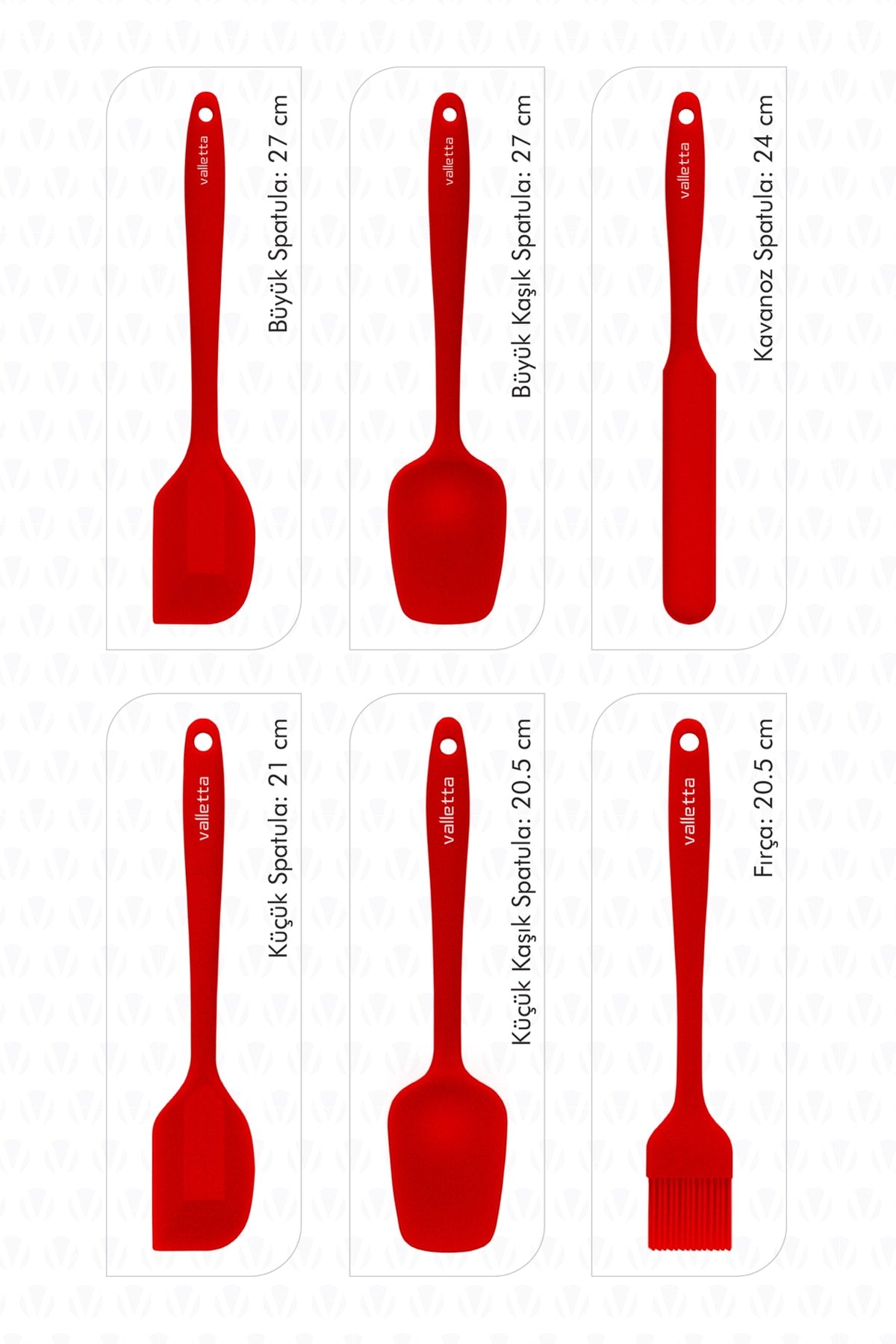 Drongo Heat Resistant Fireproof Non-Stick Silicone Spatula Set 6 Pieces Red