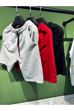 Black Gray Red Unisex Men'S 3 Pcs Shorts