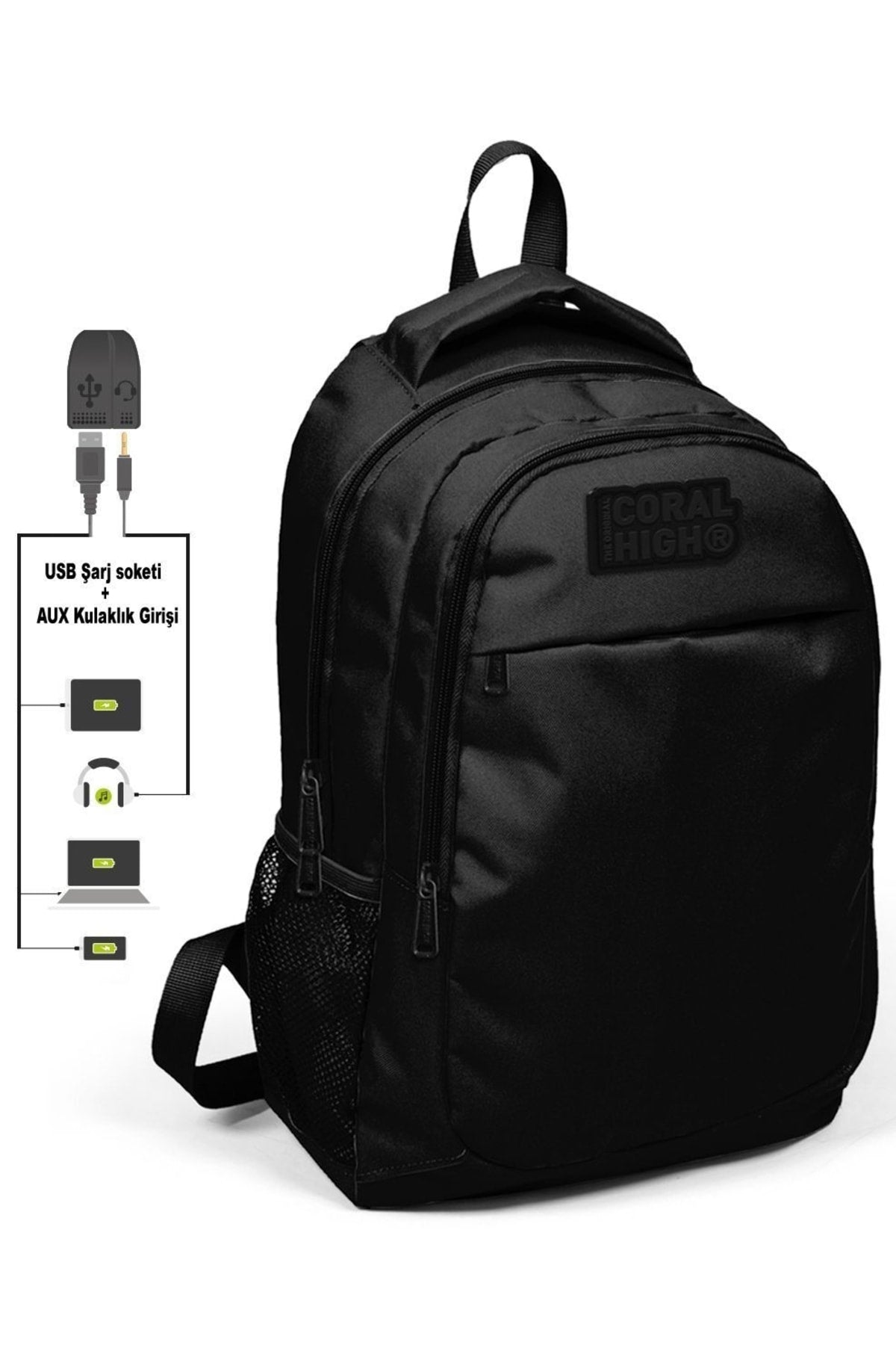 Coral High Boys Black 3-Piece Bag Set - With Usb Socket