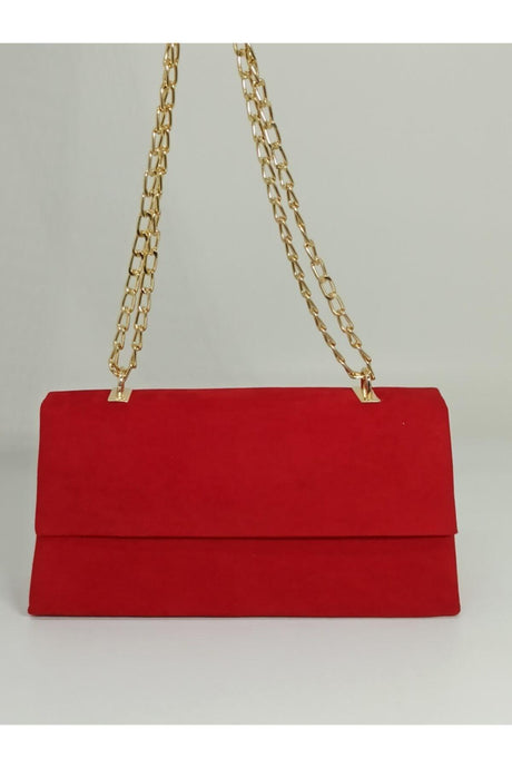 Women's Red Suede Chain Strap Bag - Swordslife