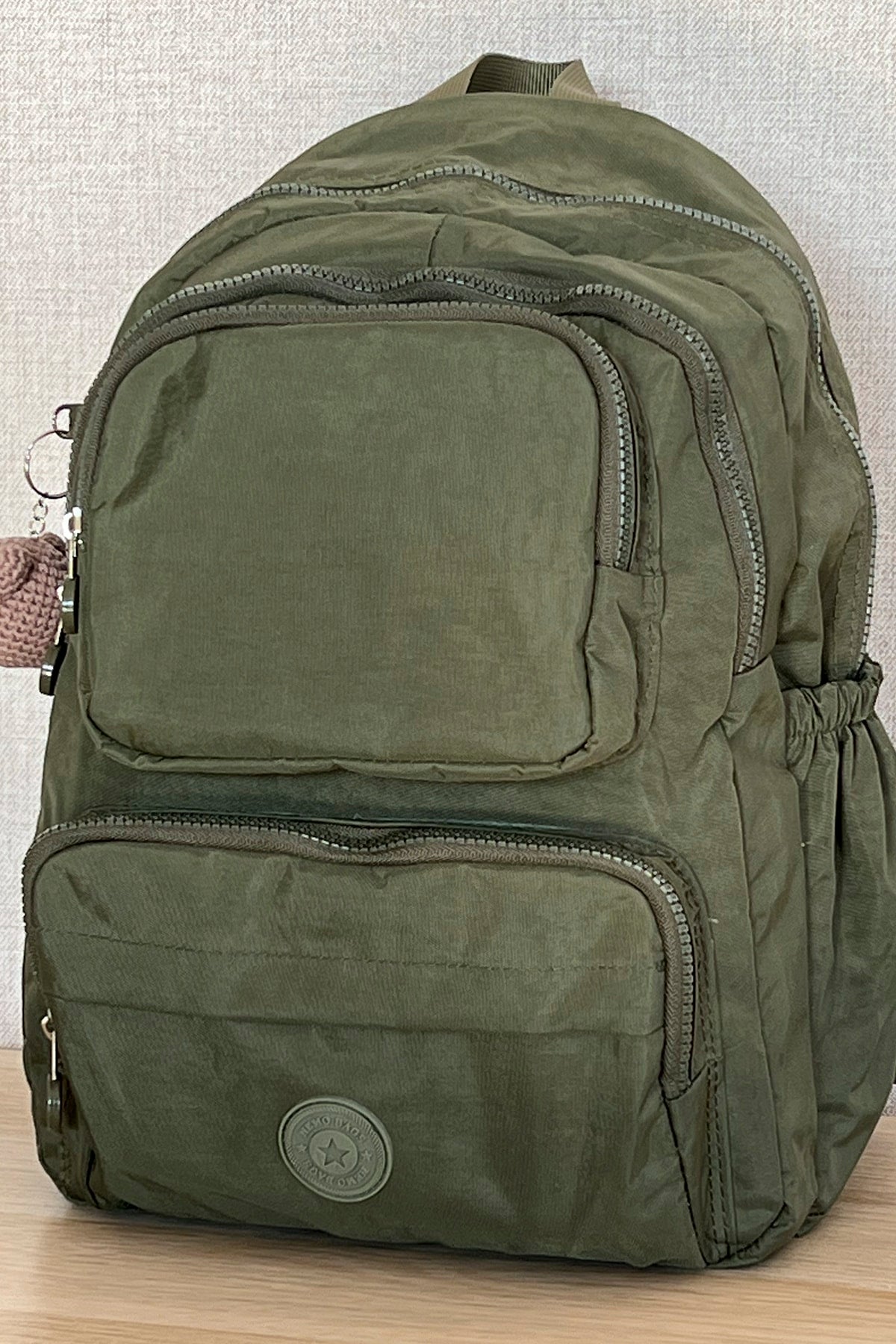 Dark Green Backpack School Bag 14 Inch Laptop Travel Bag Duomino 18 Lt 40X30X15Cm