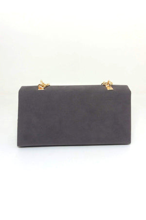 Women's Gray Suede Chain Strap Bag - Swordslife
