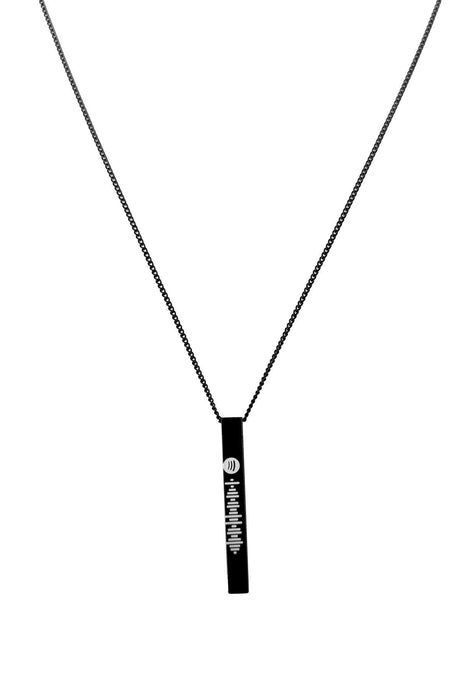 Unisex Spotify Coded Black Color Bijouterie Stick Bar Necklace Chain - Swordslife