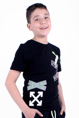3 Piece Printed X Collection Boys White Black Gray T-Shirt