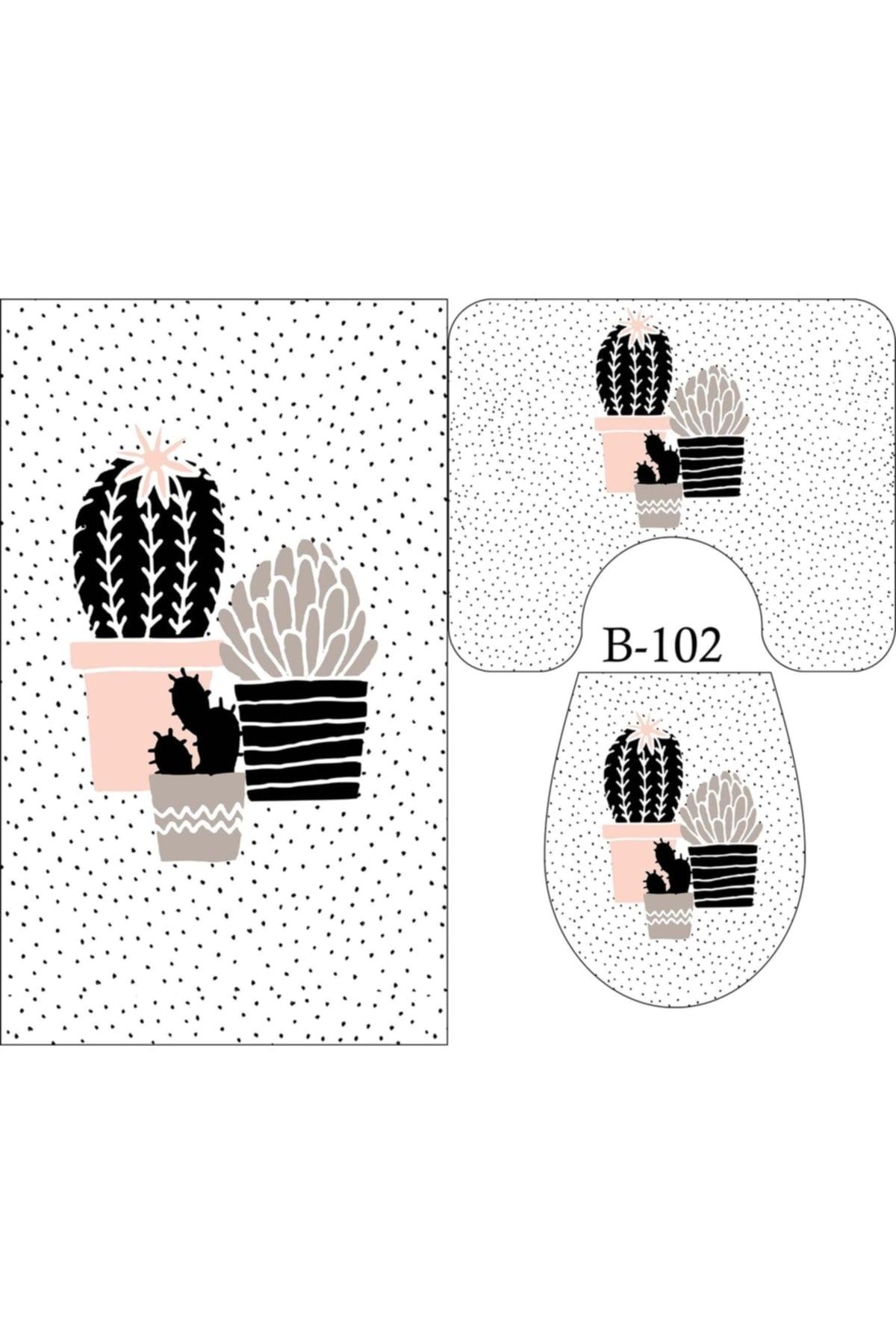 Cactus Set of 3 Bath Mat, Closet Set Non-Slip Base Digital Printing 60x100 - 50x60 - Swordslife