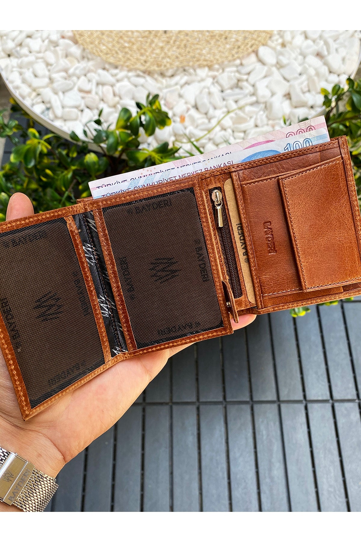 Genuine Tumbled Leather Handy Taba Coin Holder Gentle Men'S Wallet
